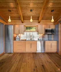 Kitchen ceiling in the country house photo