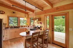 Kitchen ceiling in the country house photo