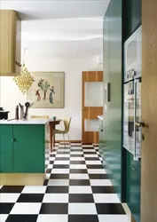 Kitchens with checkerboard floors photo