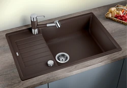 Brown kitchen sink photo