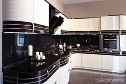 Черно бело коричневая кухня фото