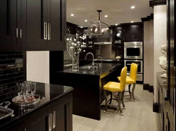 Black and white brown kitchen photo