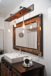 Зеркало лофт в ванной фото