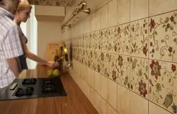 Широкоформатная плитка на кухне фото