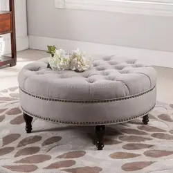 Round Ottomans For The Hallway Photo