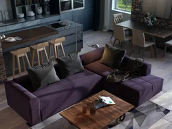 Фиолетовый диван для кухни фото