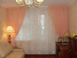 Фото шторы в гостиную персиковые