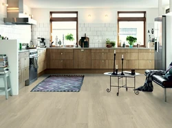 Laminate flooring in the kitchen like tiles photo
