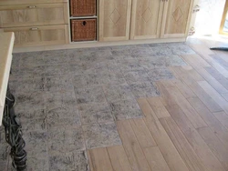 Laminate flooring in the kitchen like tiles photo