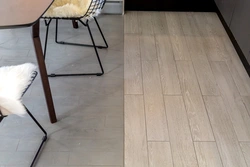 Laminate flooring in the kitchen like tiles photo