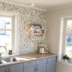 Photo of how to glue wallpaper in kitchens