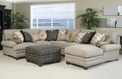 Sofa In The Living Room With Pillows Photo
