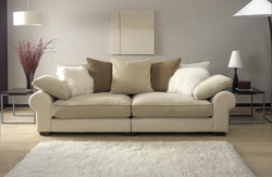 Sofa In The Living Room With Pillows Photo