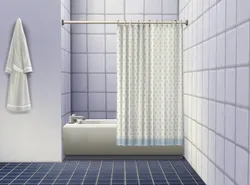 Bathtub with shower curtain photo