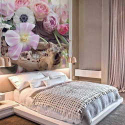 Bedroom design photo flower wallpaper