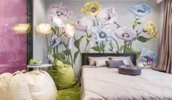 Bedroom design photo flower wallpaper