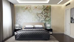 Bedroom design photo wallpaper by the bed