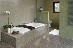 Bathtub with tile partition photo