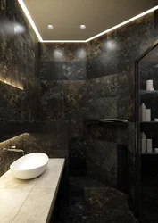 Photo Of A Bathroom With A Black Ceiling