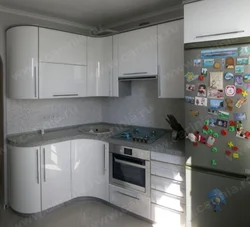 Corner kitchen with white refrigerator photo