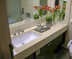 Sink with flowers for the bathroom photo