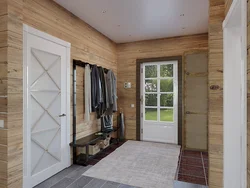 Houses with a hallway made of timber photo