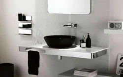Bathroom sink black and white photo
