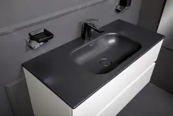Bathroom sink black and white photo