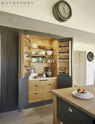 Tall kitchen cabinets interior photo