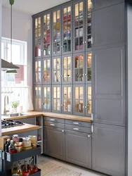 Tall kitchen cabinets interior photo