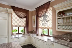 Curtains for the kitchen with a wall photo