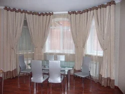 Curtains for the kitchen with a wall photo