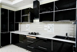 Dark kitchens with white facades photo