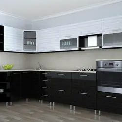 Цёмныя кухні з белымі фасадамі фота