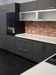 Dark kitchens with white facades photo