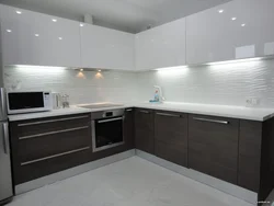 Dark kitchens with white facades photo