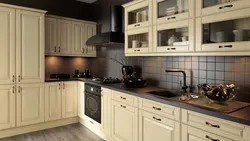 Цёмныя кухні з белымі фасадамі фота