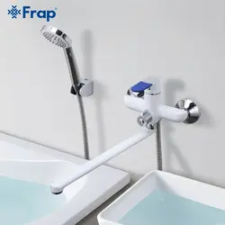 Bathtub and faucets with long photo