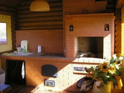 Kitchen with stove in the country photo