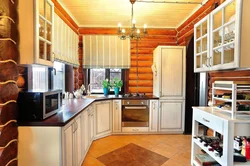 Угловые кухни для деревянного дома фото