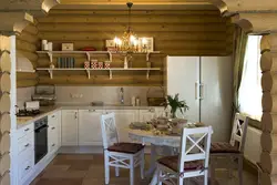 Corner kitchens for a wooden house photo