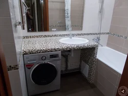 Plasterboard sink in the bathroom photo