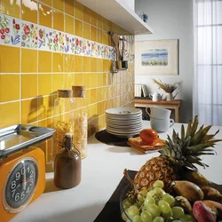 Tiles with flowers in the kitchen photo