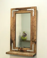 Wooden Bathroom Mirror Photo