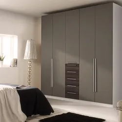 Gray and white wardrobe in the bedroom photo