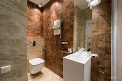 Tiles in the bathroom with photo installation
