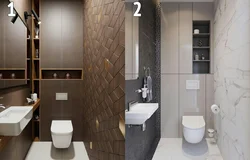 Tiles in the bathroom with photo installation