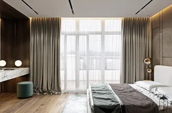 Curtains on the floor in the bedroom photo