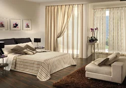 Gray beige curtains for the bedroom photo