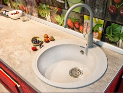 Round Artificial Kitchen Sinks Photo